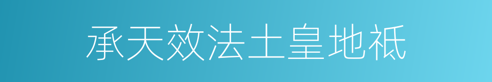 承天效法土皇地祗的同义词