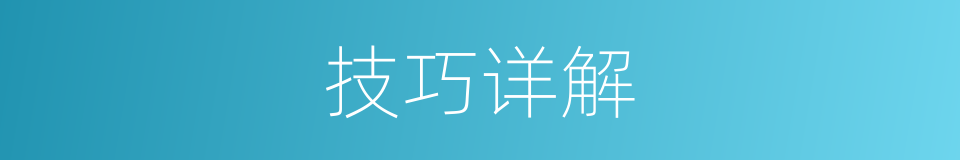 技巧详解的同义词