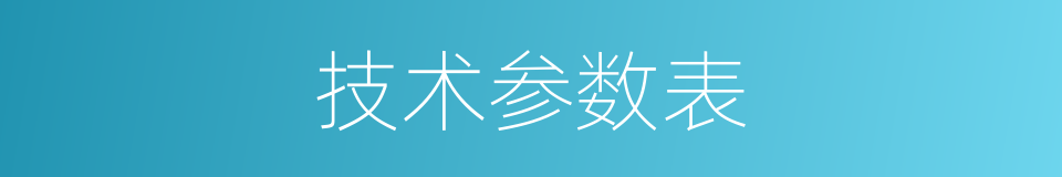 技术参数表的同义词