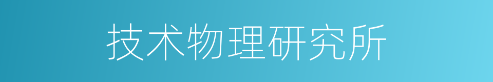 技术物理研究所的同义词