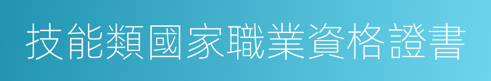 技能類國家職業資格證書的同義詞