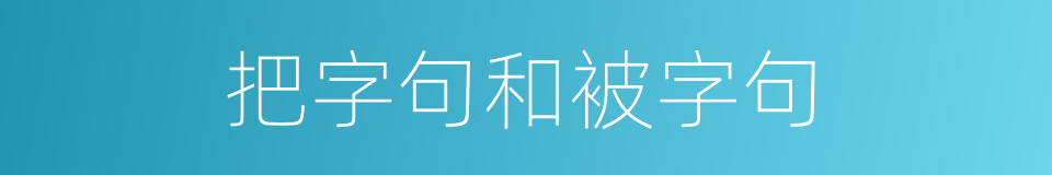 把字句和被字句的同义词