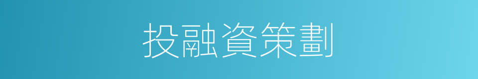 投融資策劃的同義詞