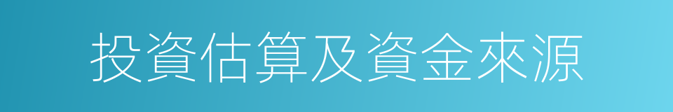 投資估算及資金來源的同義詞