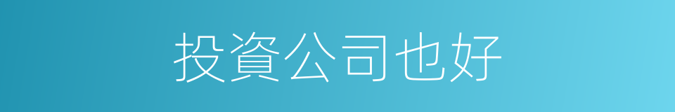 投資公司也好的同義詞