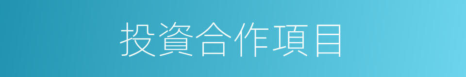 投資合作項目的同義詞
