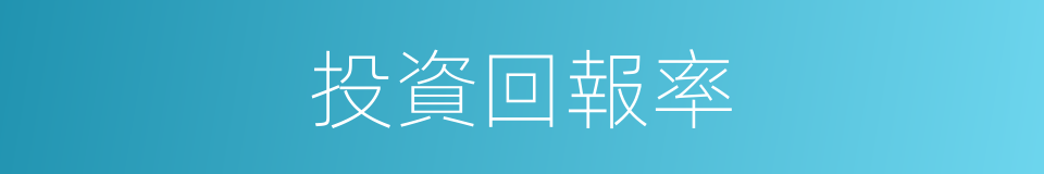 投資回報率的同義詞