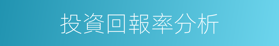 投資回報率分析的同義詞