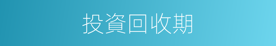 投資回收期的同義詞