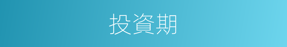 投資期的意思