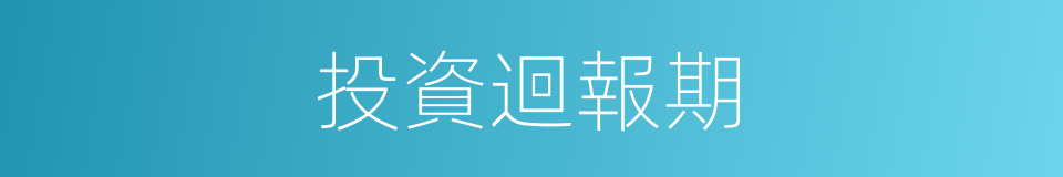 投資迴報期的同義詞