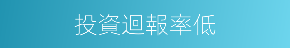 投資迴報率低的同義詞