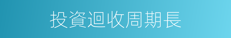 投資迴收周期長的同義詞