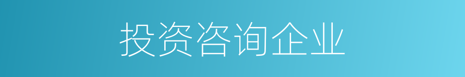 投资咨询企业的同义词