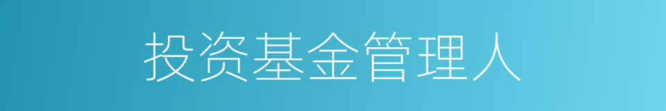 投资基金管理人的同义词
