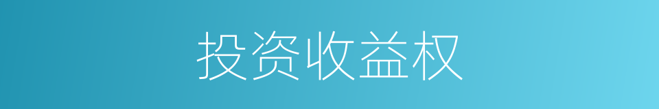 投资收益权的同义词