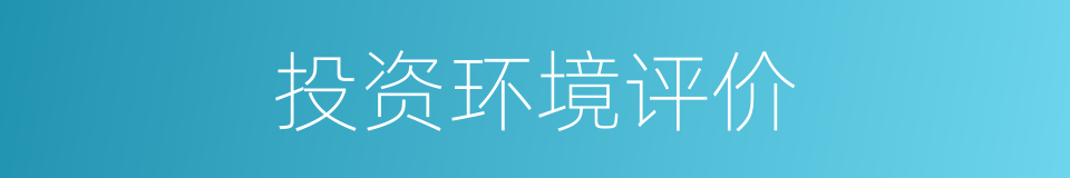 投资环境评价的同义词
