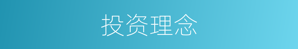 投资理念的同义词