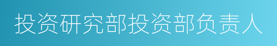 投资研究部投资部负责人的同义词