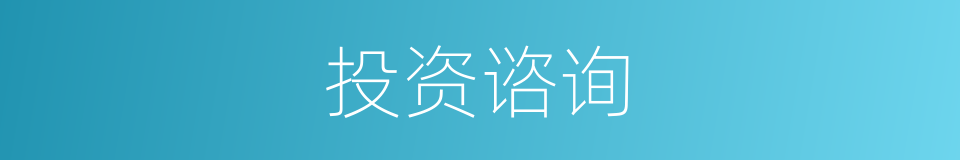 投资谘询的同义词