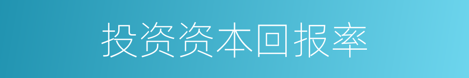 投资资本回报率的同义词