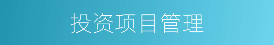 投资项目管理的同义词