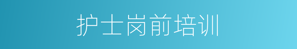 护士岗前培训的同义词