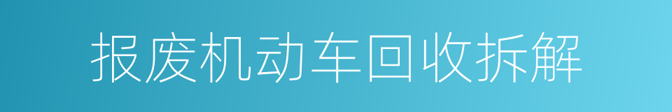 报废机动车回收拆解的同义词