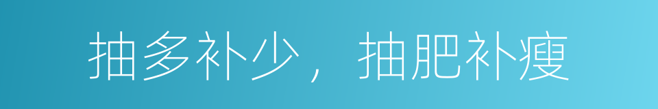 抽多补少，抽肥补瘦的同义词