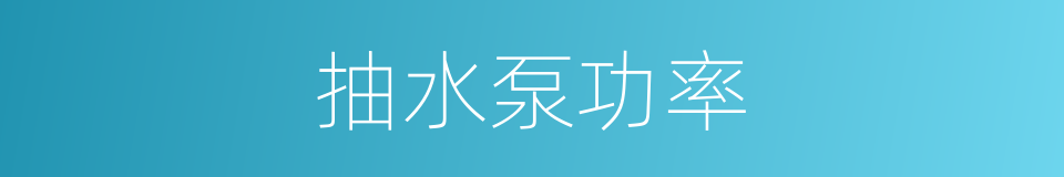 抽水泵功率的同义词