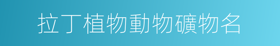 拉丁植物動物礦物名的同義詞