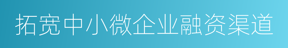 拓宽中小微企业融资渠道的同义词