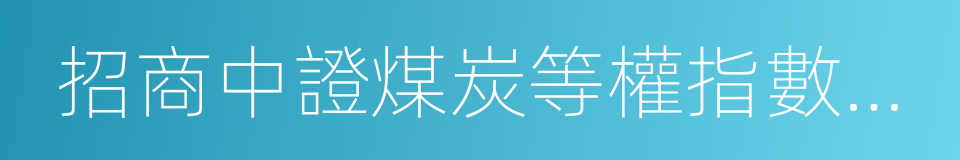 招商中證煤炭等權指數分級的同義詞