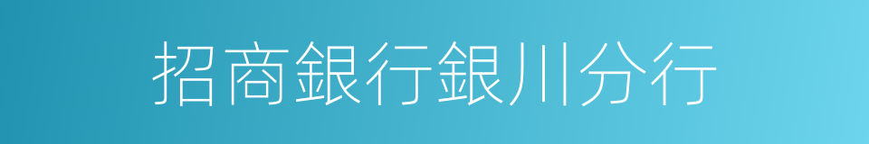 招商銀行銀川分行的同義詞
