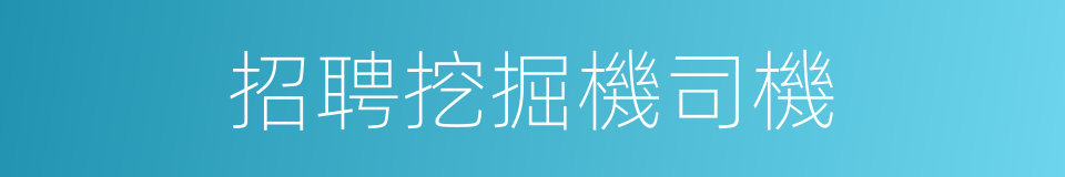 招聘挖掘機司機的同義詞