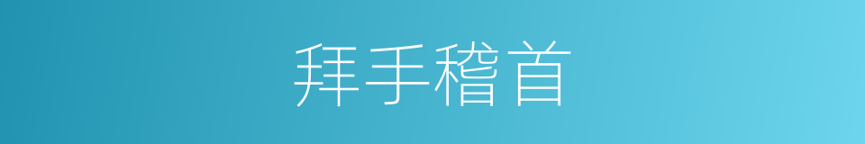 拜手稽首的同义词