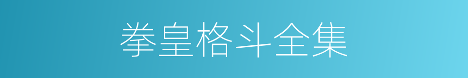 拳皇格斗全集的同义词