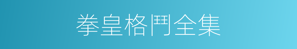 拳皇格鬥全集的同義詞