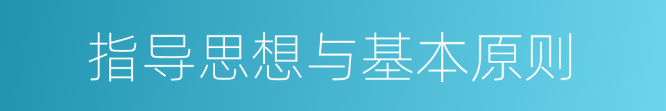 指导思想与基本原则的同义词