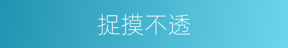 捉摸不透的意思