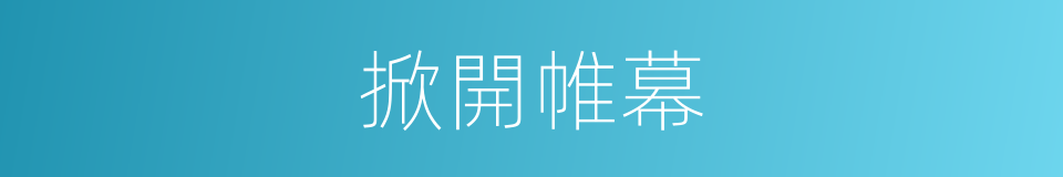 掀開帷幕的同義詞