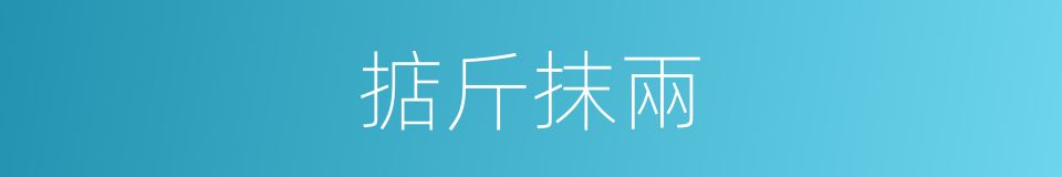 掂斤抹兩的意思