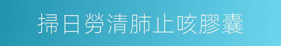 掃日勞清肺止咳膠囊的同義詞