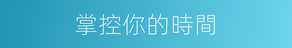 掌控你的時間的同義詞