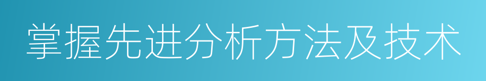 掌握先进分析方法及技术的同义词