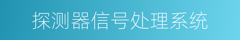 探测器信号处理系统的同义词
