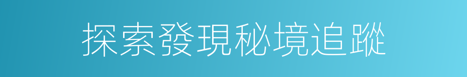 探索發現秘境追蹤的同義詞