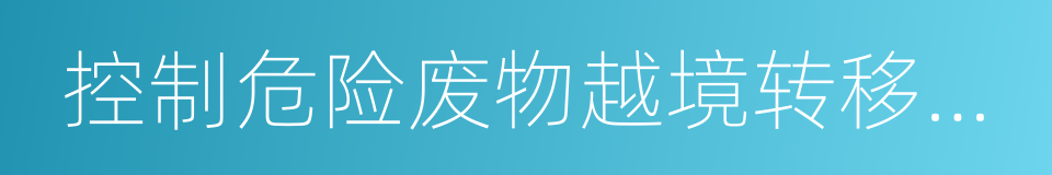 控制危险废物越境转移及其处置巴塞尔公约的同义词