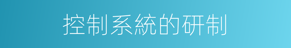 控制系統的研制的同義詞
