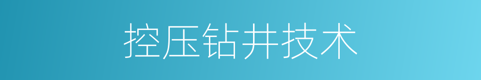 控压钻井技术的同义词